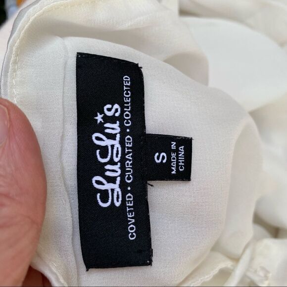 Lulu’s white from button sleeves blouse size small - Picture 9 of 14